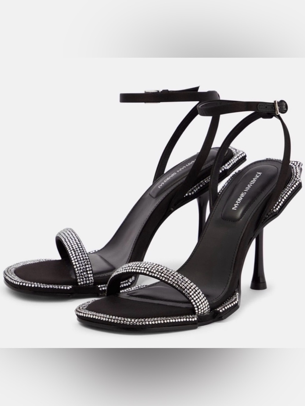 NWOB: JONATHAN SIMKHAI Icon Crystal Sculpted Heeled Sandals, sz 37 ($695)